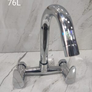 Brass Long Body Bib Cock - Chrome Finish, Extended Spout