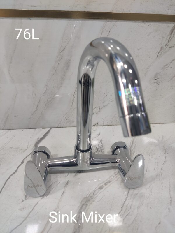 Brass Long Body Bib Cock - Chrome Finish, Extended Spout